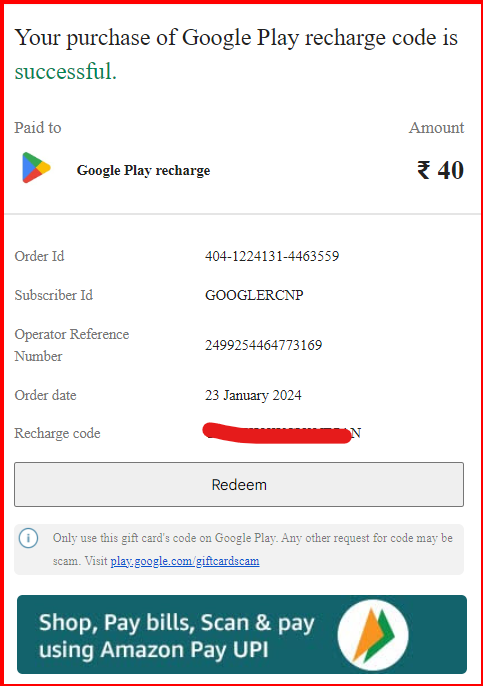 By mistake 2000Rs got debited from paytm postpaid as google play gift card,  plz refund - Google Play Community