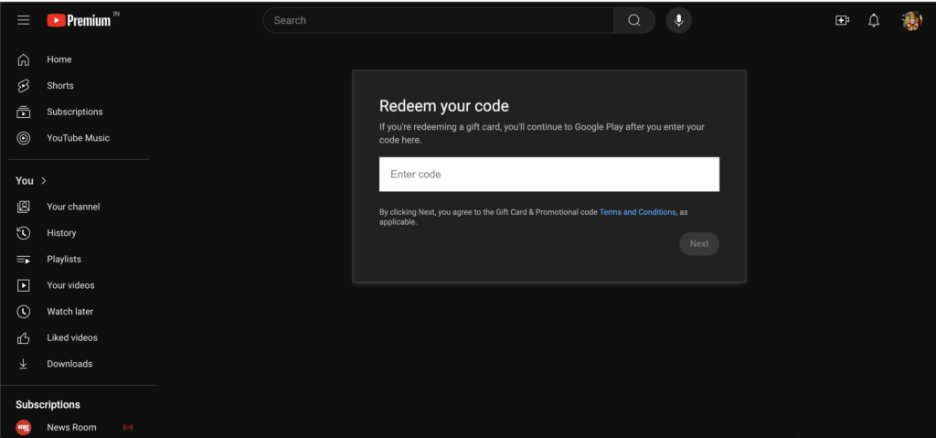 Steps to Redeem Youtube Codes