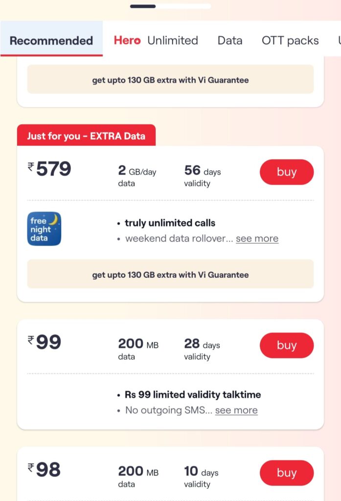 Vi Data Delight Offer foor free vi data