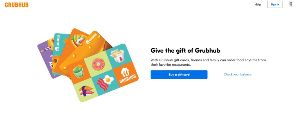 grubhub gift card balance check and login